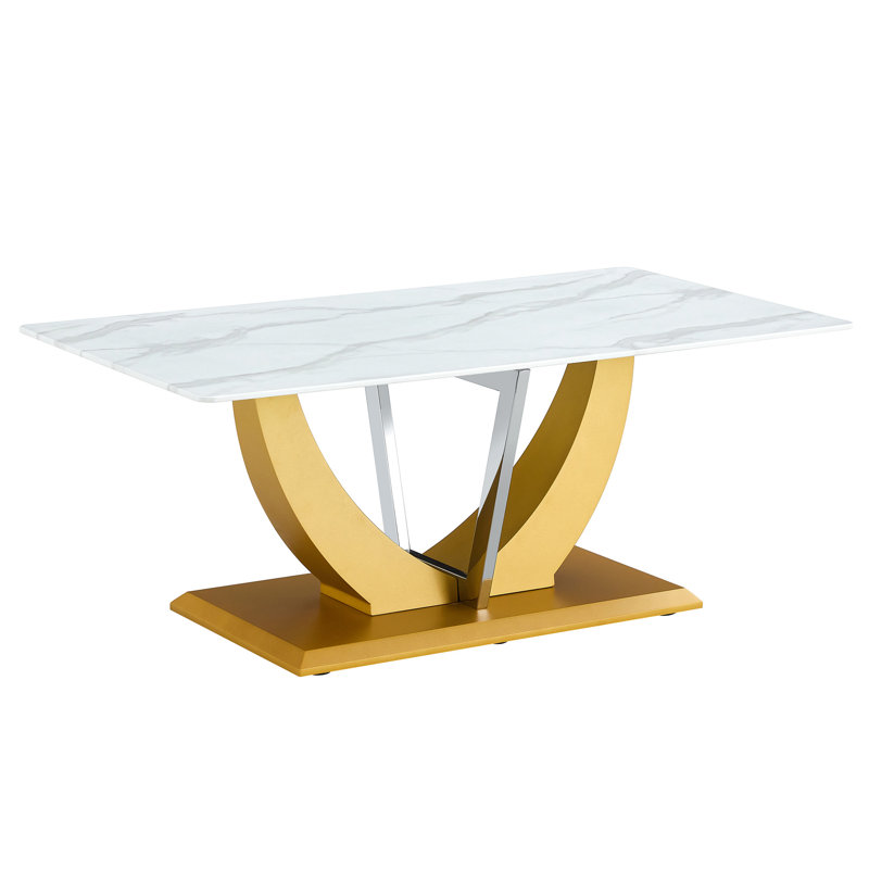 Rectangular Coffee Table with Glass Table Top