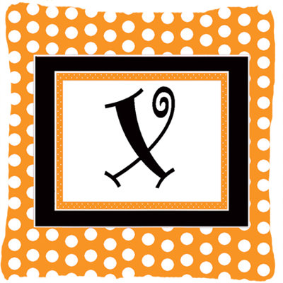 Monogramme Initial Orange Polkadots intérieur/extérieur Throw Pillow