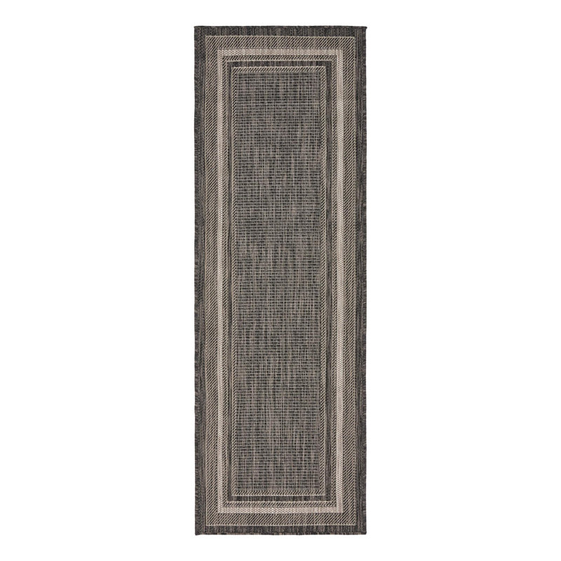 Tapis intérieur / extérieur Sevinc, Tapis de couloir 2 pi x 6 pi 1 po, Black