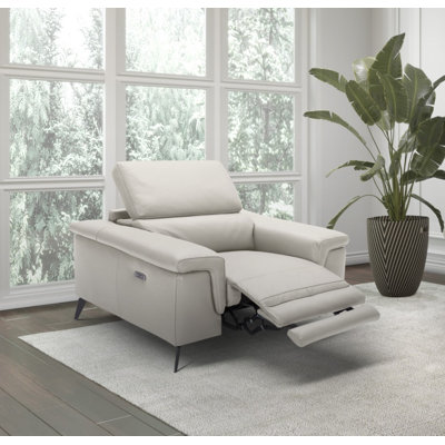 Philippa 44" Wide Genuine Leather Power Zero Clearance Standard Recliner