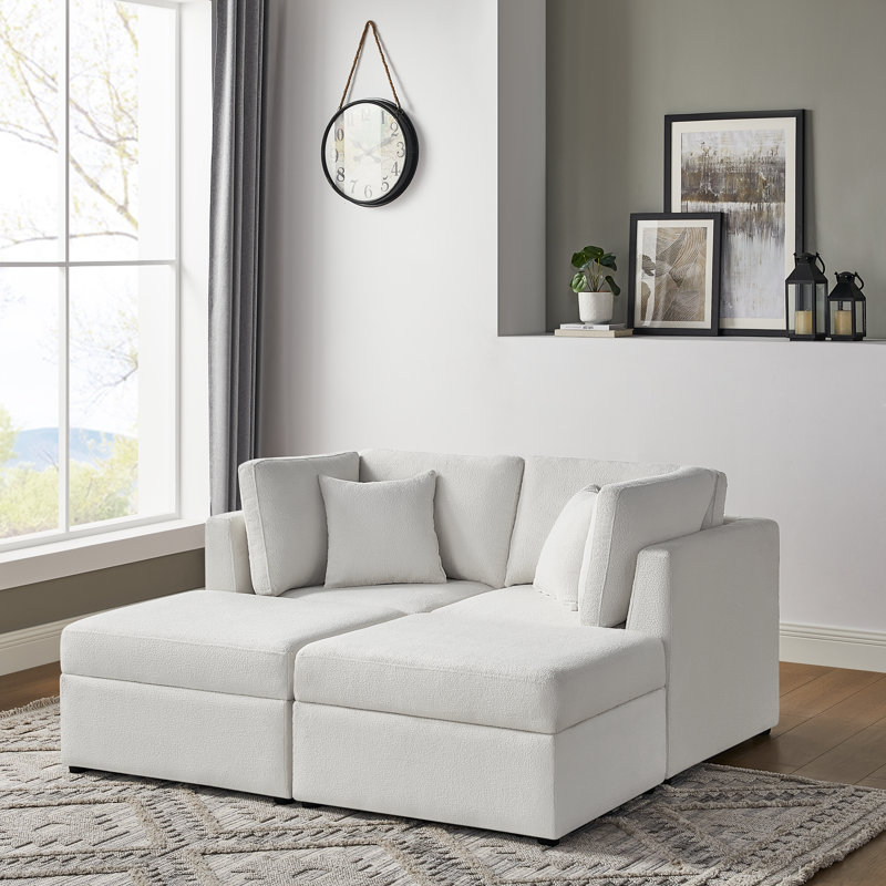 Mchargue Chandler 4-Piece Chofa, Ivory Polyester