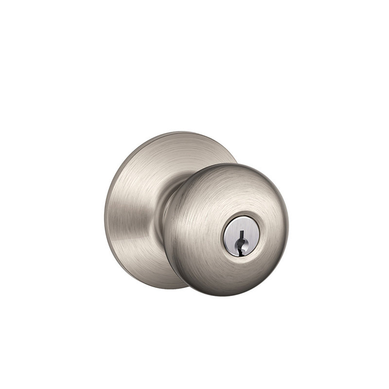 Plymouth F Series Keyed Entry Knobset with Round Rosette, Bright Brass
