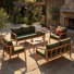 Ensemble de conversation en bois d'acacia pour 7 personnes avec coussins hydrofuges Airwyn