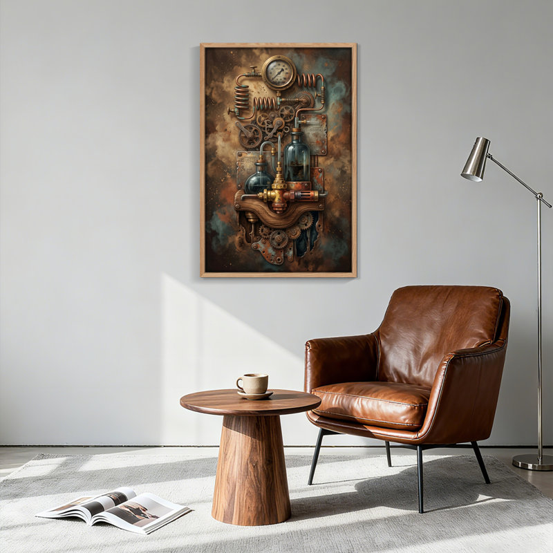 Ensemble de 1 toile murale Steampunk à mécanisme, 40"H x 28"W, Natural