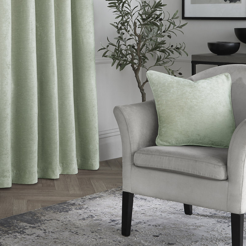Textured Chenille Square Throw Pillow Cover, Green