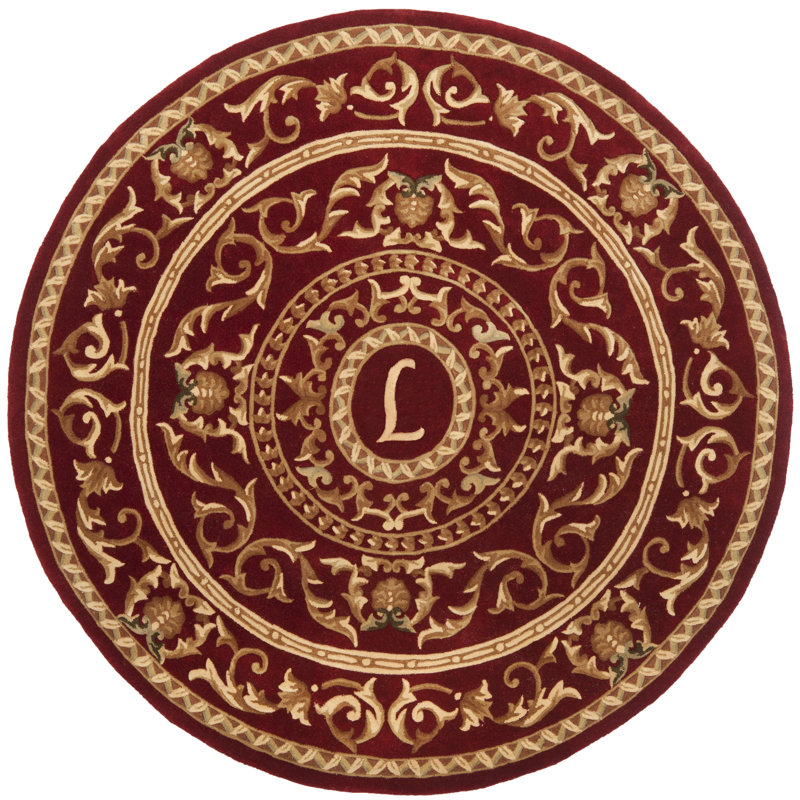 Tapis floral en laine touffeté à la main Lenora Naples, Rond 6 pi