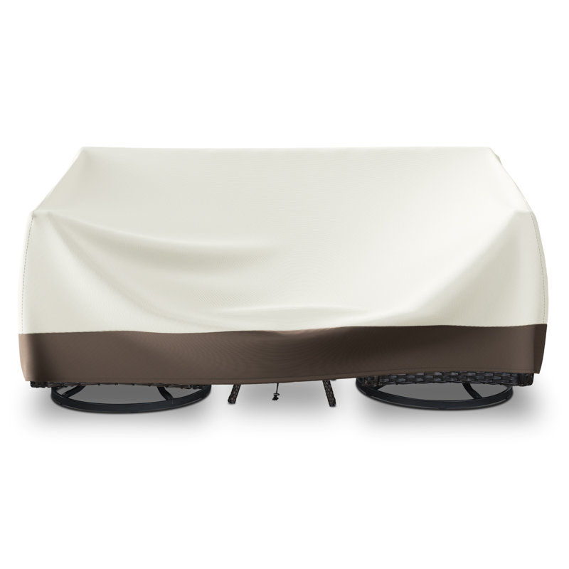 Durable 600D Oxford Fabric Outdoor Furniture Cover With Handles And Storage Bag, Beige, 27.95" H x 82.68" W x 34.25" D
