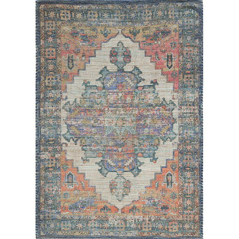 Tapis bleu sarcelle tissé à la main 3 pi x 5 pi bleu médaillon 3 pi x 5 pi
