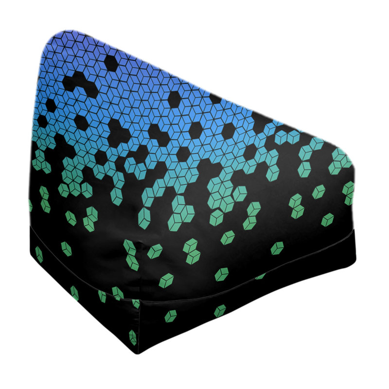 Petite chaise à sacs à billes & Leffel, H 86 po x l 27 po x P 43 po, Noir / Emeraude / Bleu, Rembourrage poly