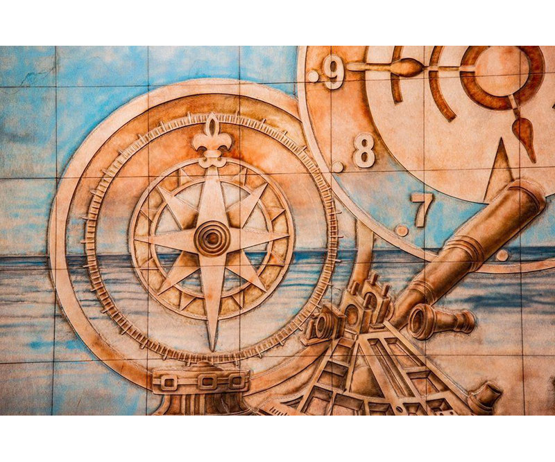 Jones, expédition du fleuve Nil, Alison, Bas-Égypte, murale de la boussole et de l'horloge signifiant les égyptiens