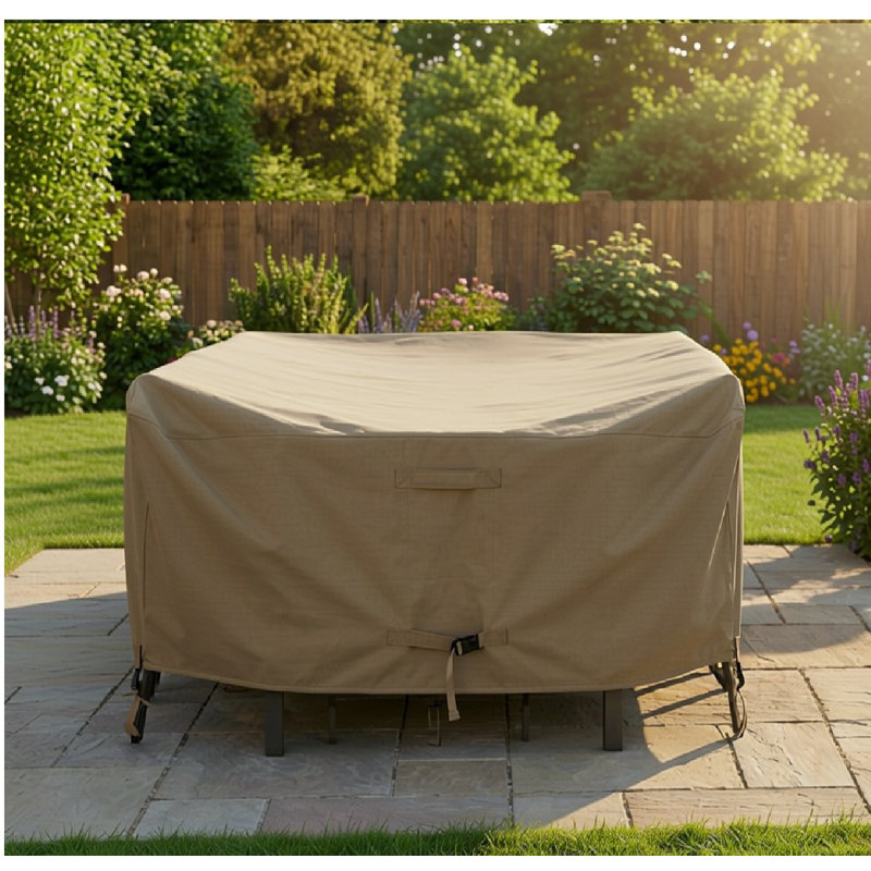 Goodman Water Resistant Patio Dining Set Cover – Heavy Duty, Durable Outdoor Furniture Cover with Click-Close Straps, Adjustable Elastic Hem, and Air Vents