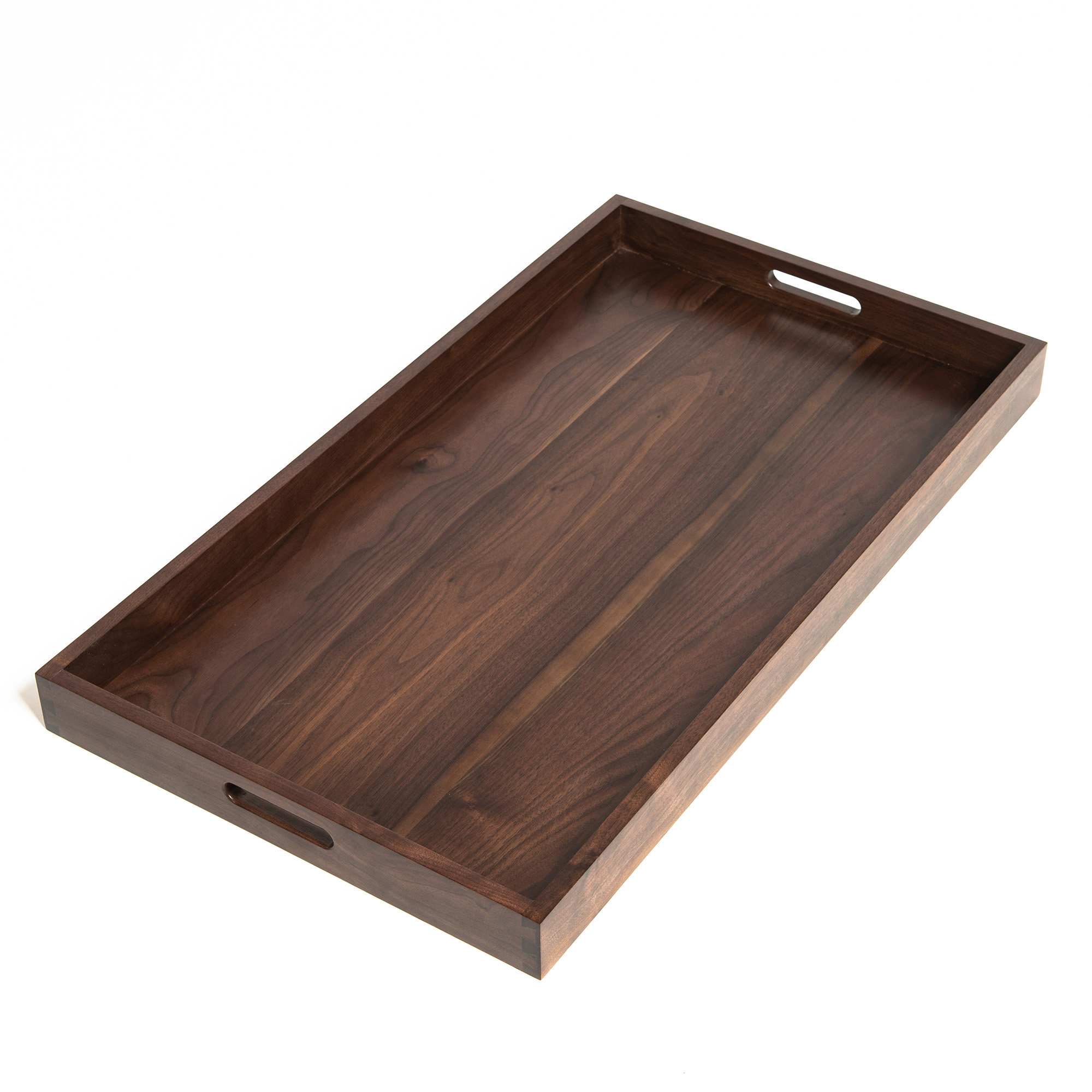 Gracie Oaks Glaude Rectangle Black Walnut Solid Wood Serving Tray