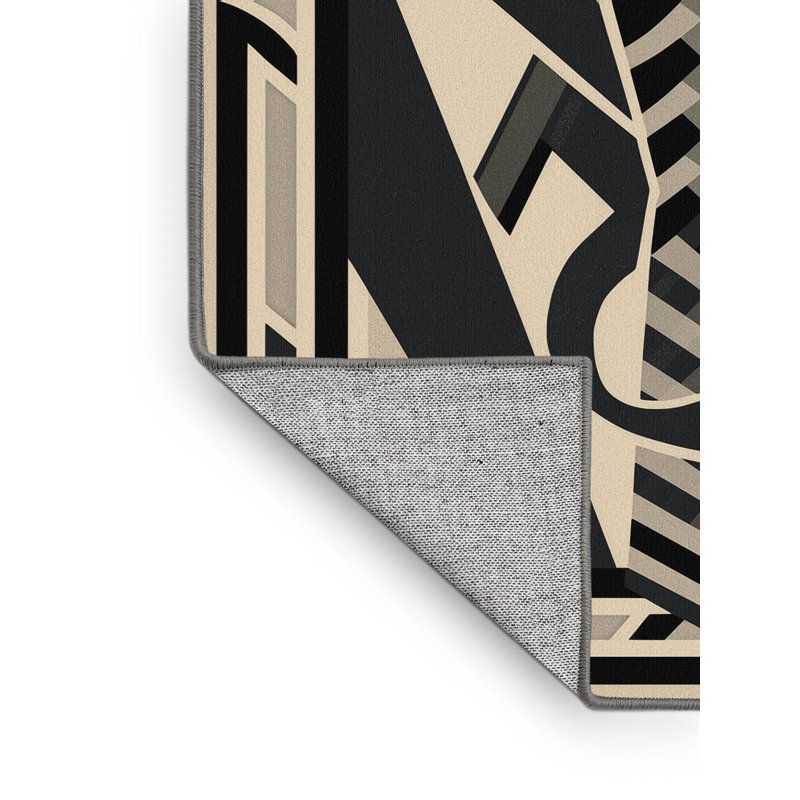 Tapis gris lavable à la machine à motif géométrique Art Deco Ulster, 6 x 9