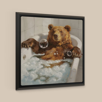 Bear In A Tub by CAD Designs - Graphic Art on Canvas