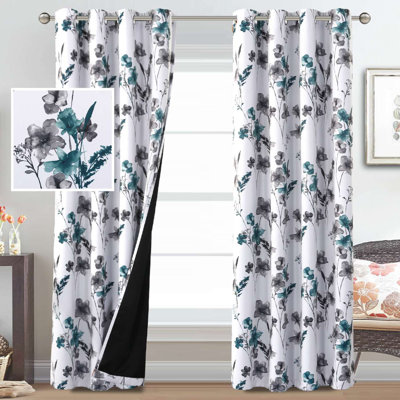Rideau 100% occultant à motif floral Peshy
