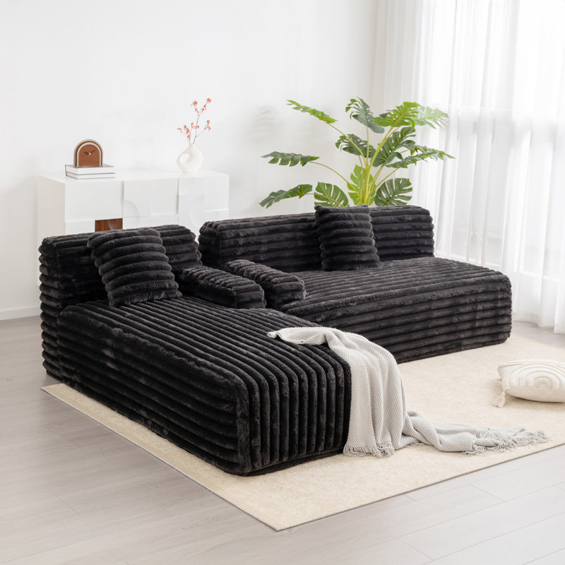 Canapé modulaire 110 po Cloud, Similifourrure noire