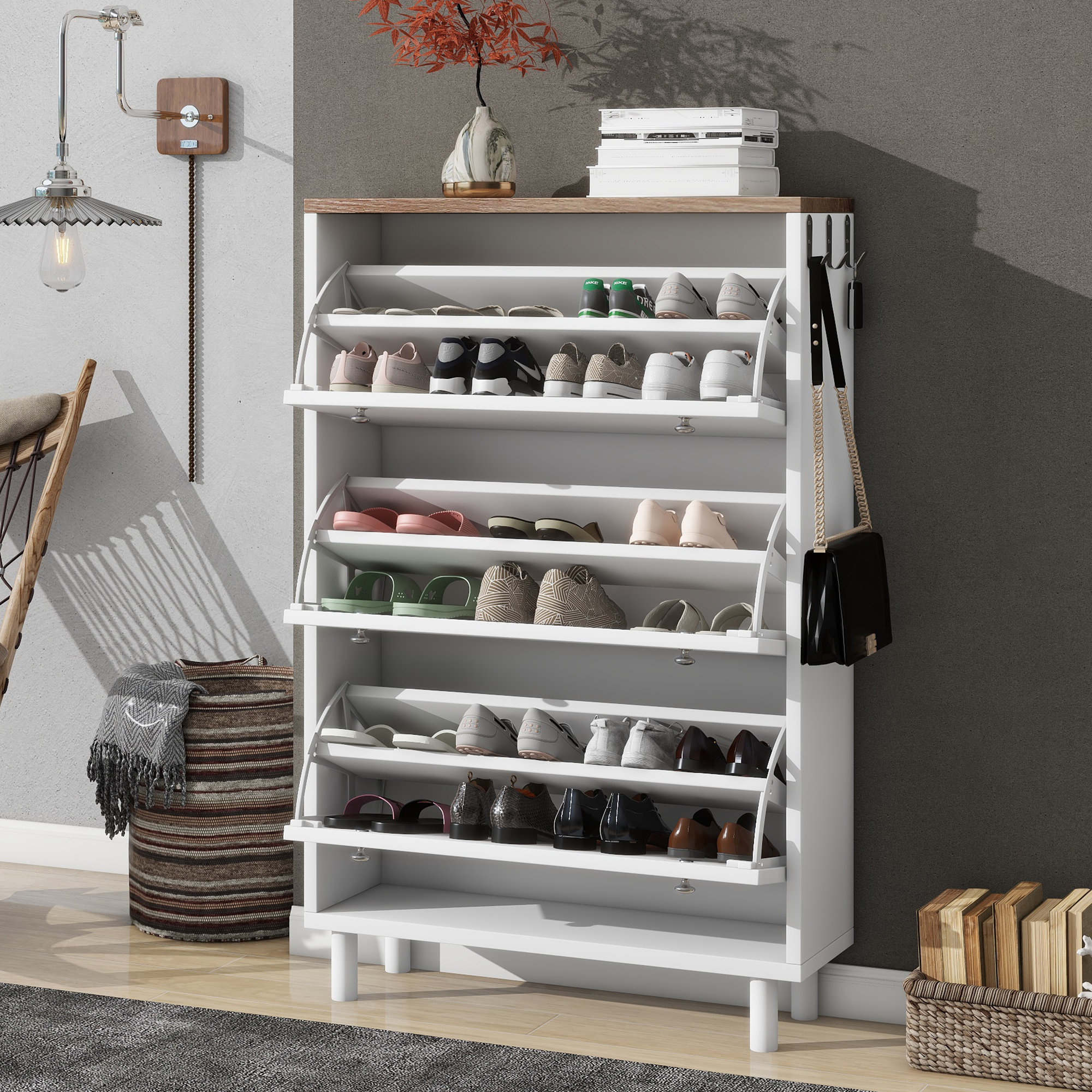 Latitude Run® 24 Pair Shoe Storage Cabinet 