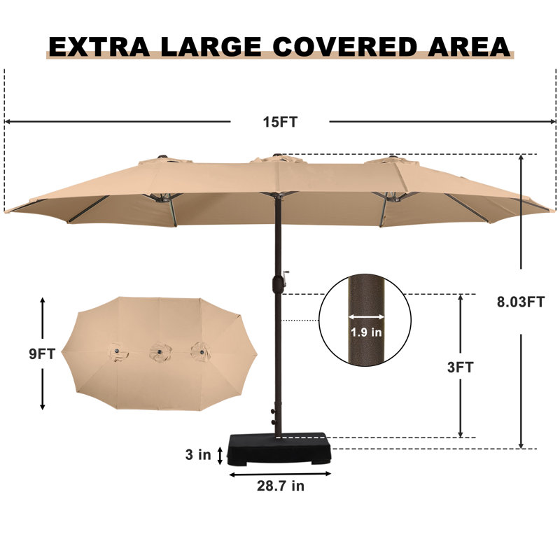 457.2cm Parasol, Khaki