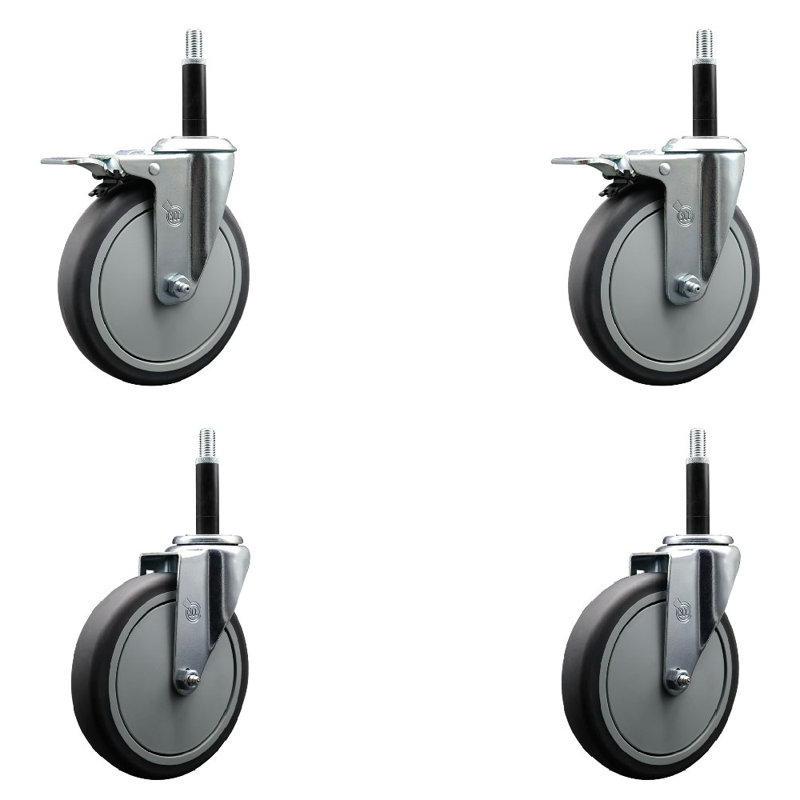 Ensemble de roulettes extensibles en caoutchouc 6 po 6 po pivotant 6 po