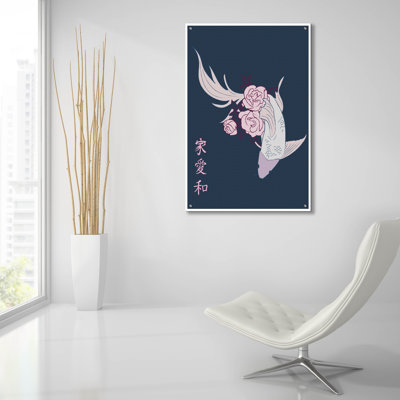 Art japonais, dessin «Koi Fish» par Sabrina Balbuena, art mural en verre acrylique