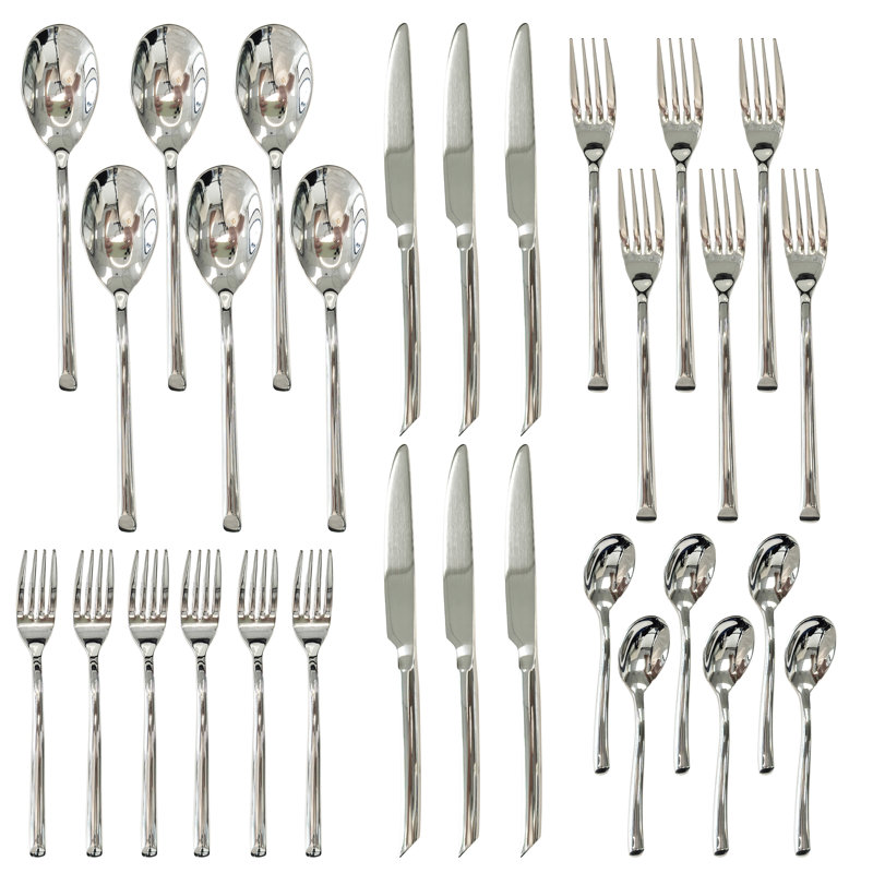 High-End 30Pcs Silverware Set, Forged Stainless Steel Flatware Set, Service For 6