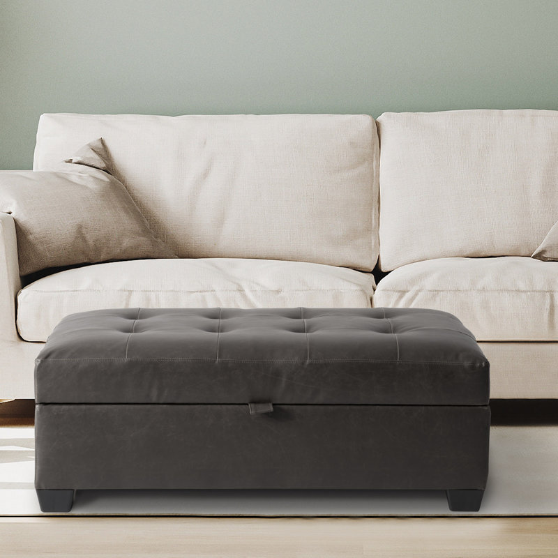 Banc de rangement en similicuir Mirabile, Gris foncé
