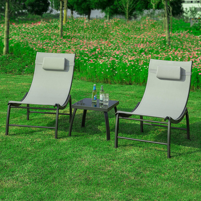 2 - Person Patio Dining Set Rectangular Table with Cushions Included