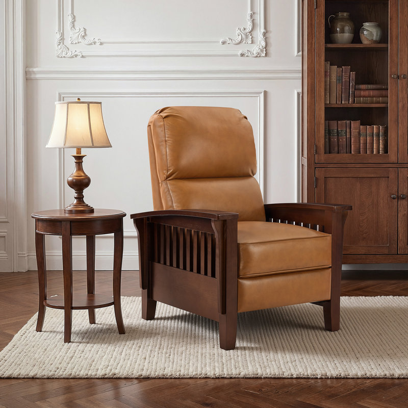 Fauteuil inclinable en cuir véritable Harber, Cuir véritable whisky brun