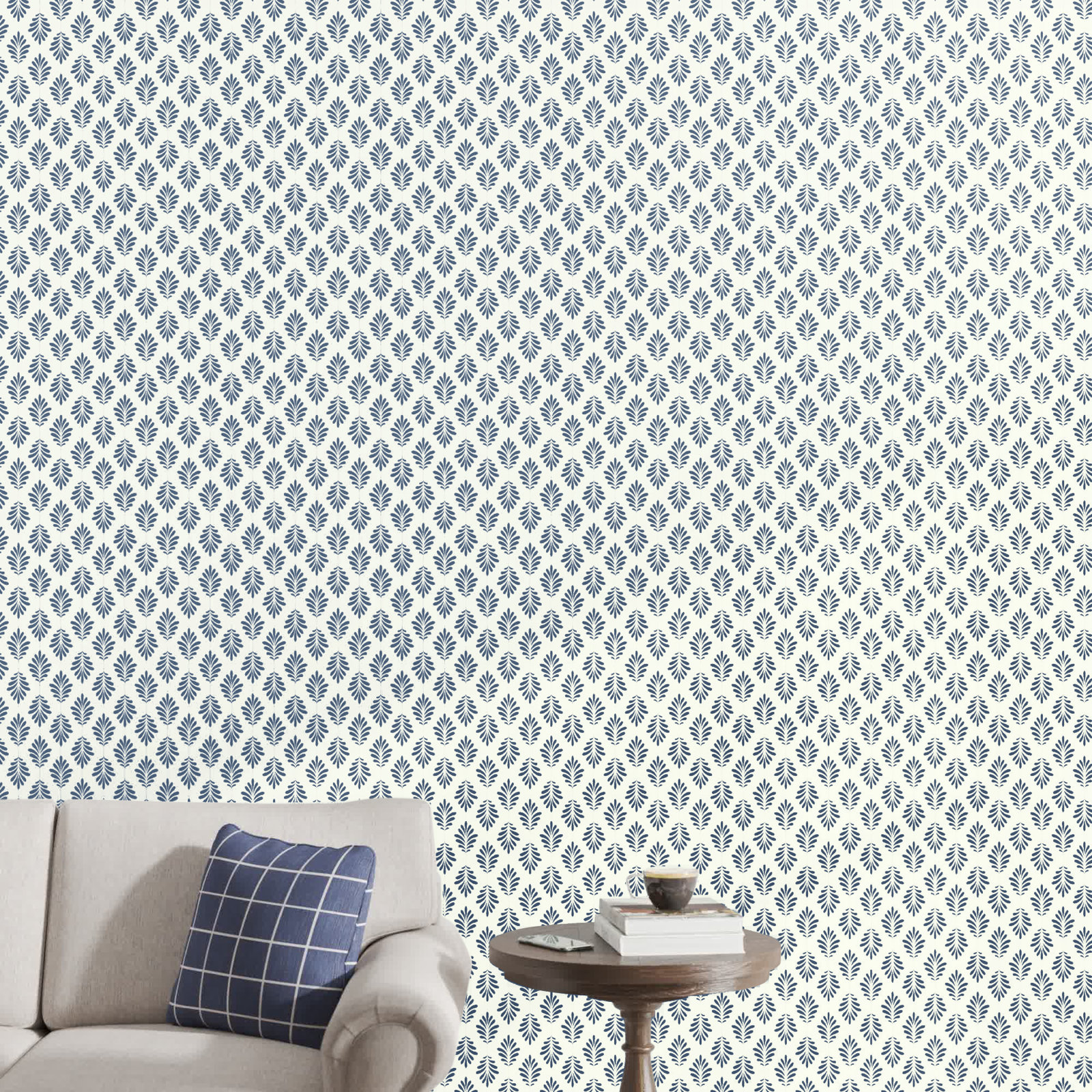 Saskia Modern Floral Wallpaper, Navy