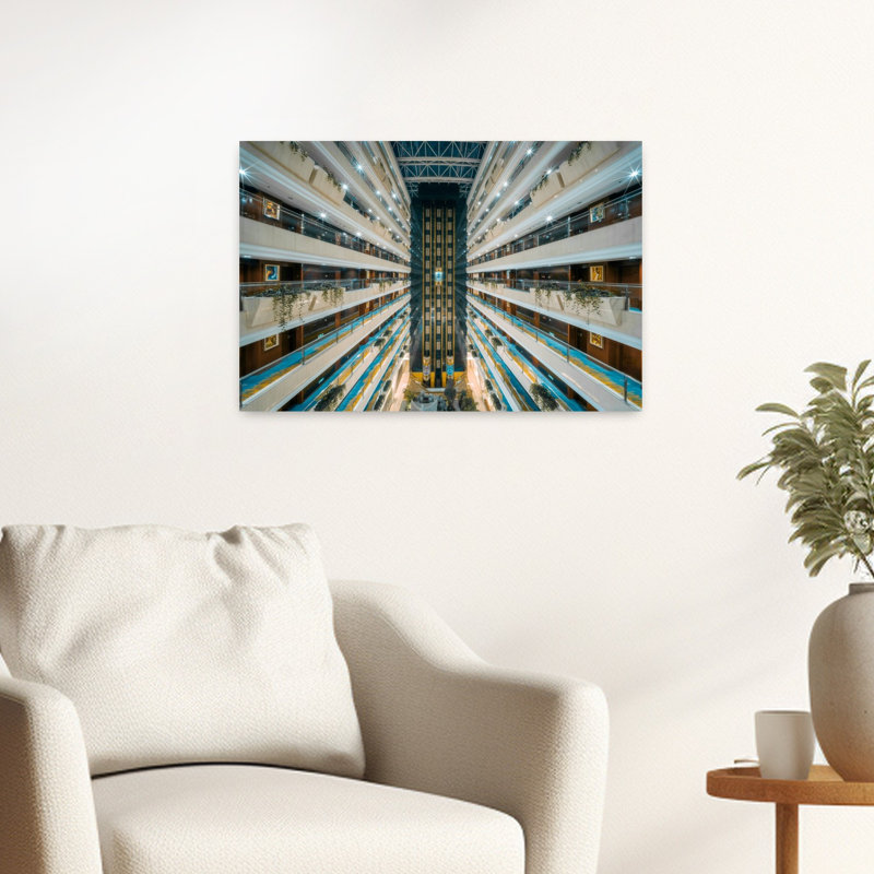 «Grand Hotel Atrium», impression d'art urbain élégant, H 16 po x l 24 po
