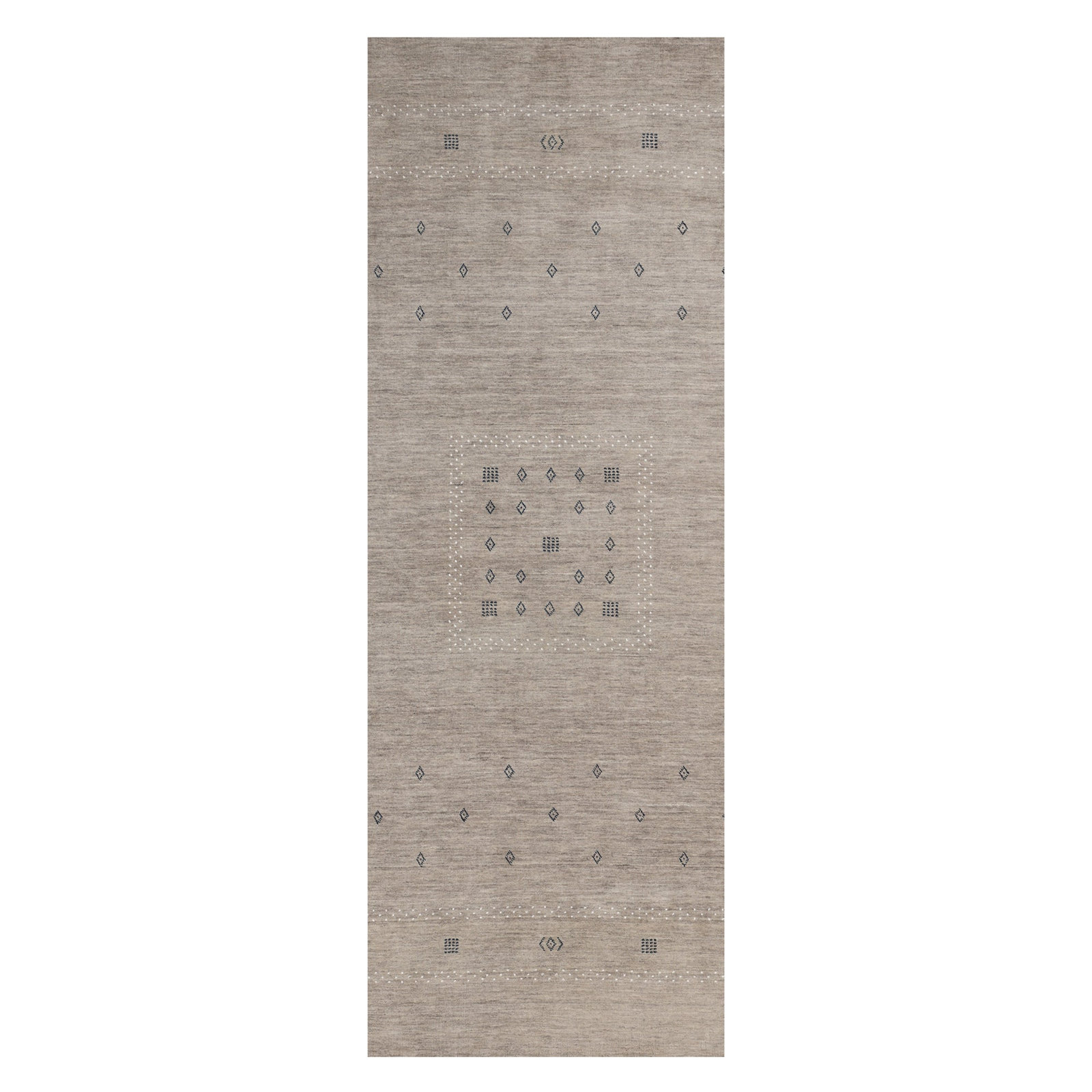Simi Hand-Woven Geometric Cotton Wool Rug, Runner 2'6" x 8', Taupe
