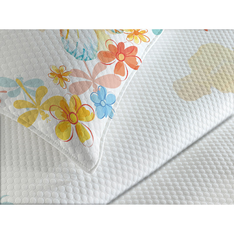 Ambesonne Retro Bedspread Set Vintage Spring Dragonfly Multicolor, King Bedspread + 2 Standard Shams