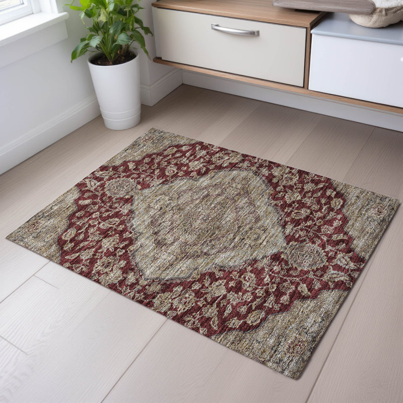 Premium Machine Washable Gurubaksh AMF1151 Global Rug, Rectangle 1'8" x 2'6"