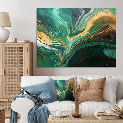 Abstract Green And Gold Marble River IV - Marble Wall Decor