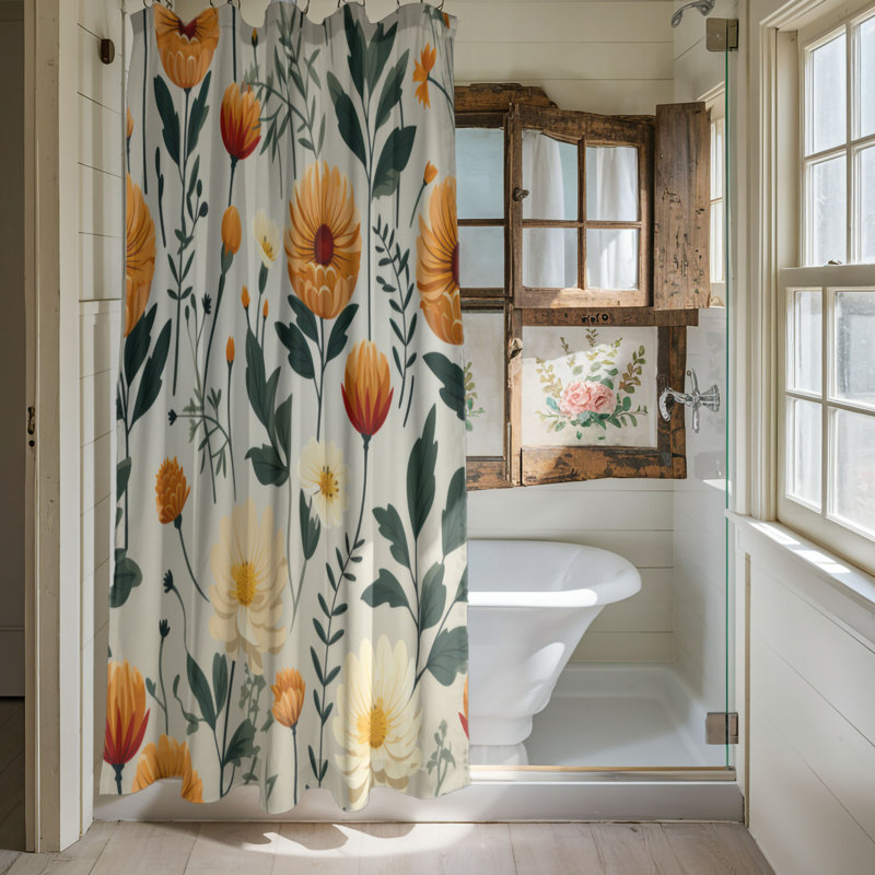 Marigold Charm - Premium Shower Curtain, 74"H x 71"W
