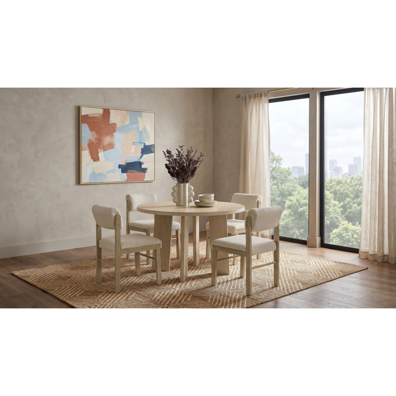 Ensemble de salle à manger 5 pièces Vinga crème et chêne naturel, Natural Oak, Cream/Natural Oak