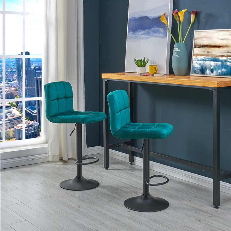 Clinger Height Adjustable Swivel Bar Stool, Teal