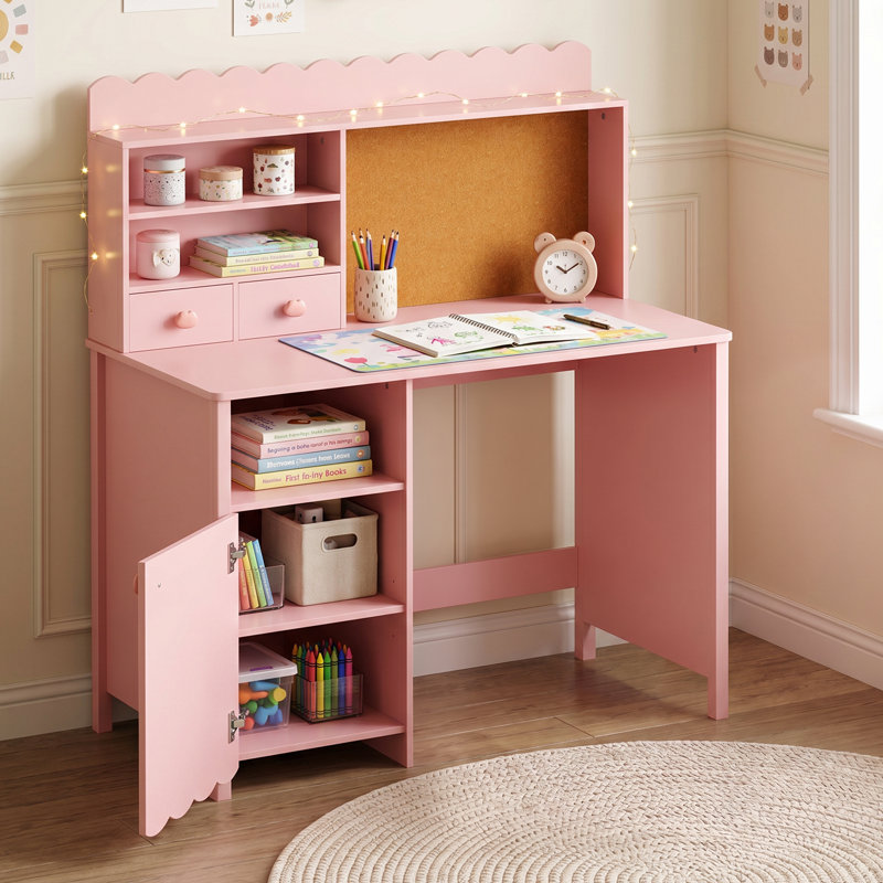Bureau d'écriture rose avec tablette à 2 niveaux, Rose