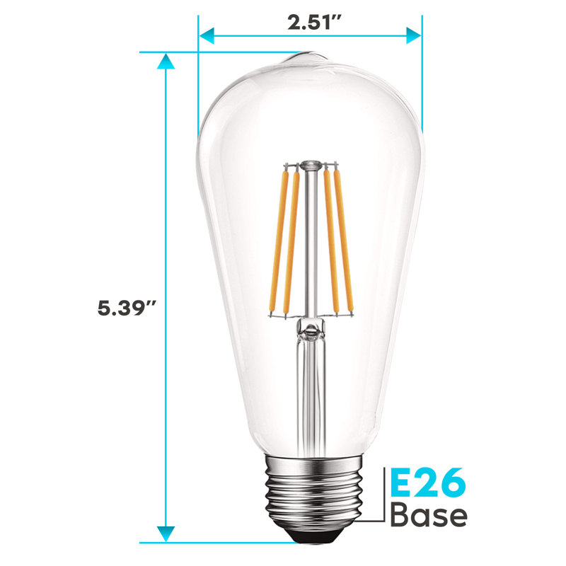 8 watts (75 watts équivalents), DEL ST19, ampoule à intensité variable, culot E26 / moyen (standard), 2700K
