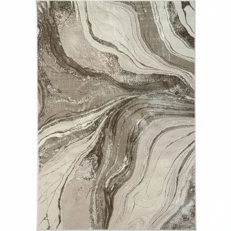 Modern Abstract Marble Area Rug – 100% Polyester Living Room Carpet, Antistatic, Soil & Water Repellent, Colourfast Indoor Rug