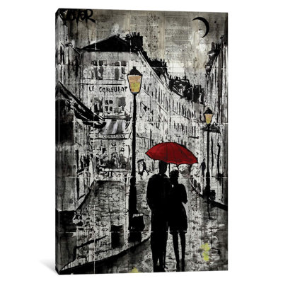 Rainy Promenade by Loui Jover - Wrapped Canvas Painting