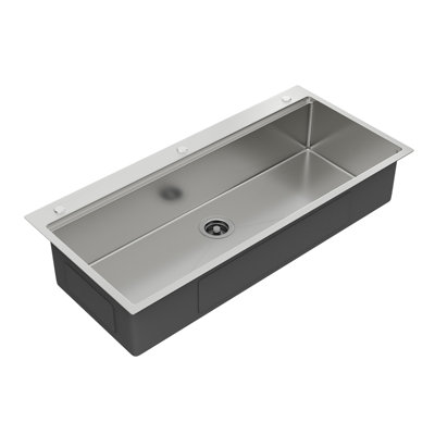 Évier de cuisine de 42 po à dessus de comptoir, cuve simple en acier inoxydable T304 de calibre 16 avec accessoires