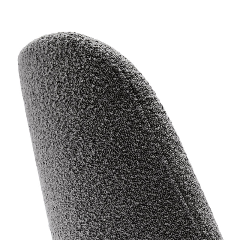 Gray Boucle Upholstered High Back Side Chair with Wood Legs