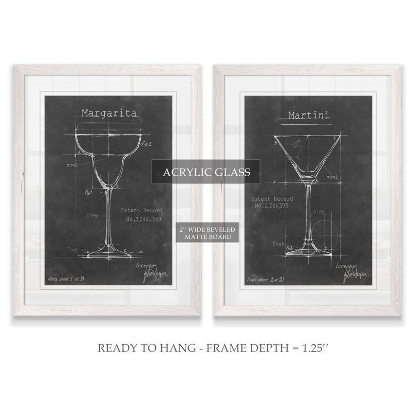 « articles bar blueprint v » par antonymeus bunjamin (abe)-2 pièces, ensemble de 2 reproductions d’art sur image, Blanc