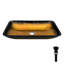 Lavabo vasque au-dessus du comptoir, verre trempé or ambré, conception carrée, bonde escamotable, convient à différentes formes de salle de bain, utilisation multiple