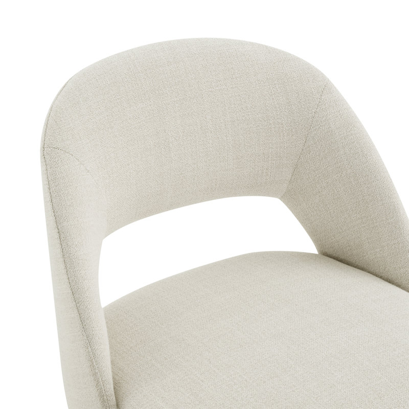 Tabouret de comptoir rembourré à dossier bas avec pieds en bois massif, Beige
