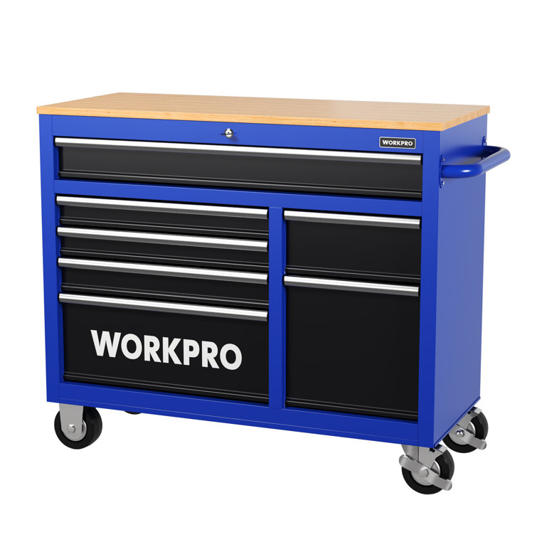 Service Cart w/ Locking Top & Drawer - Blue