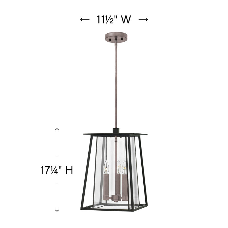 Walker 3-Light Outdoor Hanging Lantern, Black