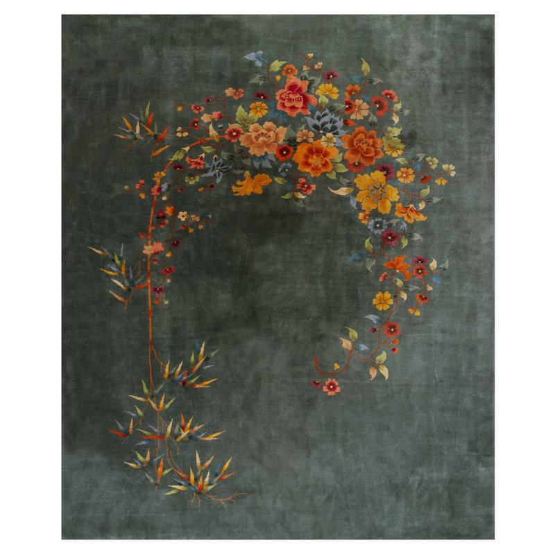 Artistic Seafoam Green Color Antique Room Size Deco Chinese Carpet