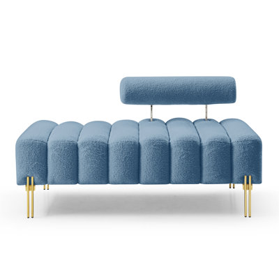 53.2"" Width Modern End Of Bed Bench Sherpa Fabric Upholstered 2 Seater Sofa Couch Entryway Ottoman Bench Fuzzy Sofa Stool Footrest Window Bench With G -  Everly Quinn, A11898F7A9EF47EE9D1D7352F38F0AB2